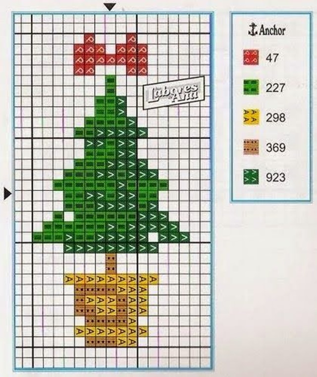 como fazer arvore de natal em ponto cruz