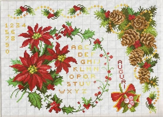 grafico ponto cruz natal pano de prato