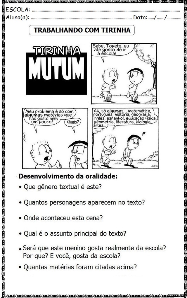 atividade de volta as aula