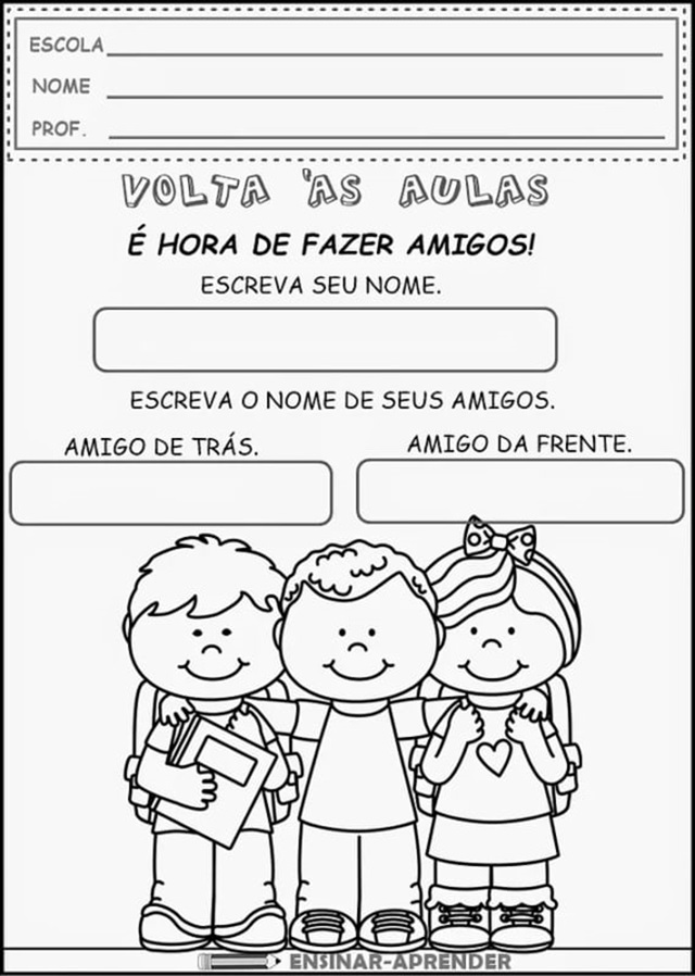 atividades para o primeiro dia de aula