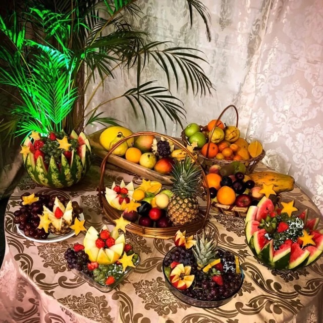 mesa de frutas para virada do ano