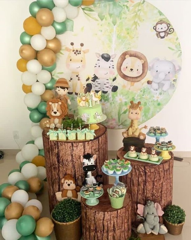 decoração safari 1 ano