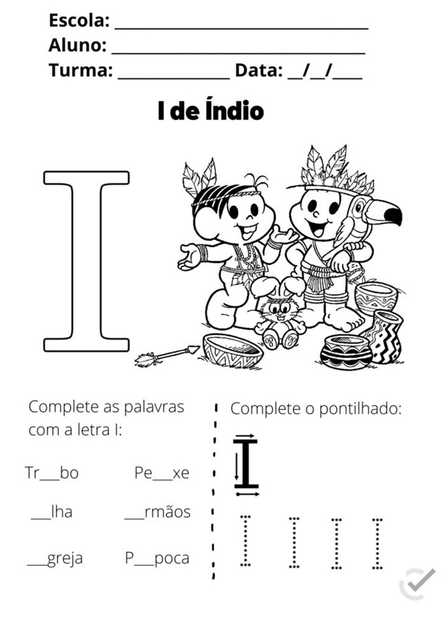 atividade dia do indio educação infantil