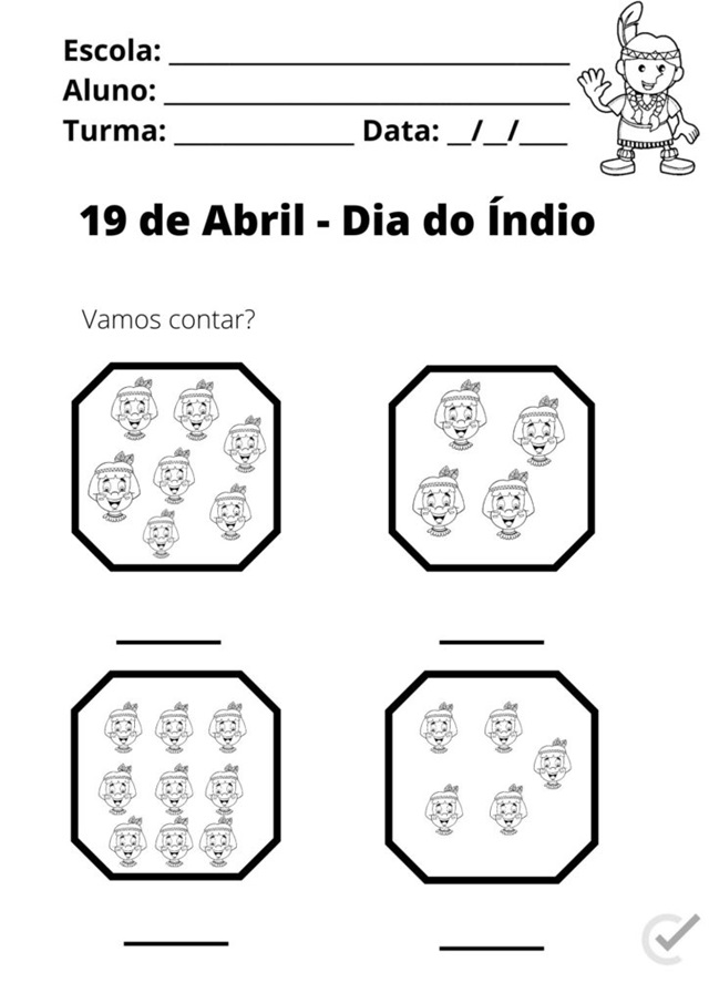 atividade do dia do indio para educação infantil