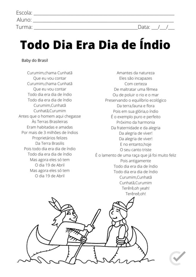 atividade de artes sobre o dia do indio