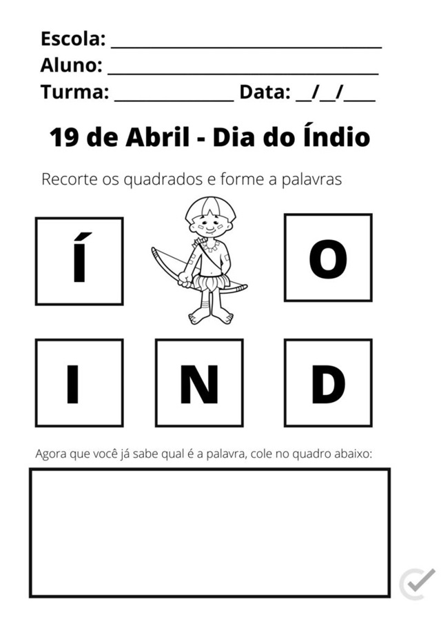 atividade dia do indio 5 ano