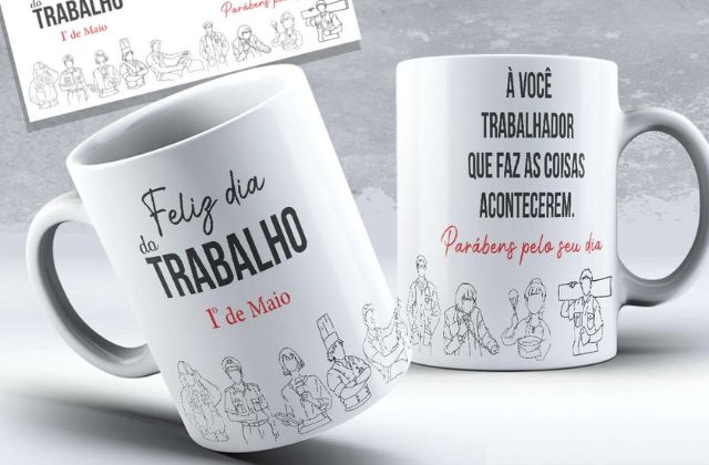 arte caneca dia do trabalhador