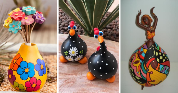 Artesanato com Cabaça: 52 Ideias com Passo a Passos