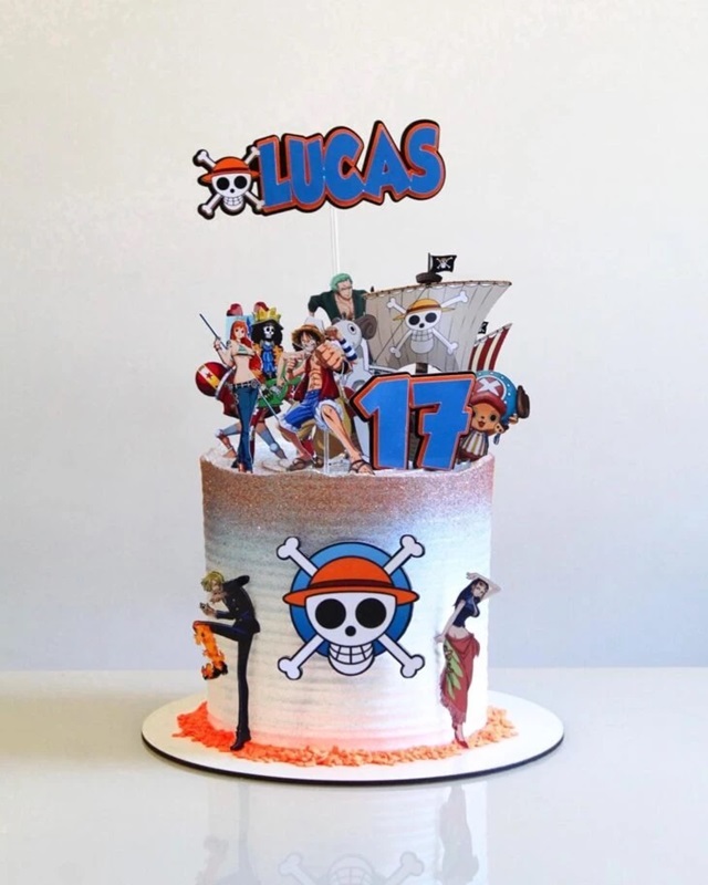bolo com tema one piece