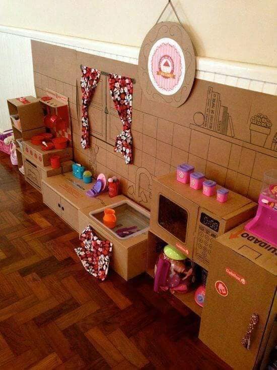 como fazer cozinha de papelão