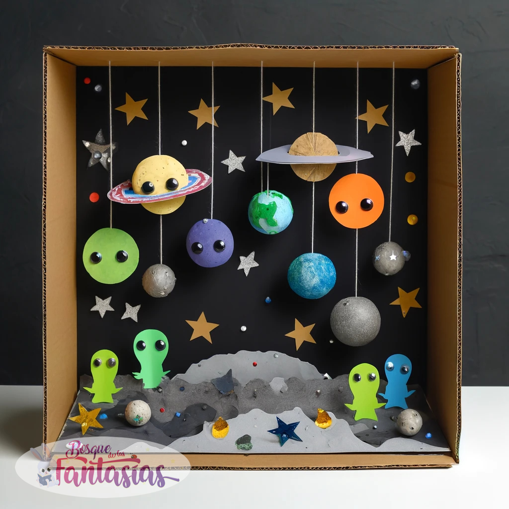 maquete sistema solar com papelão