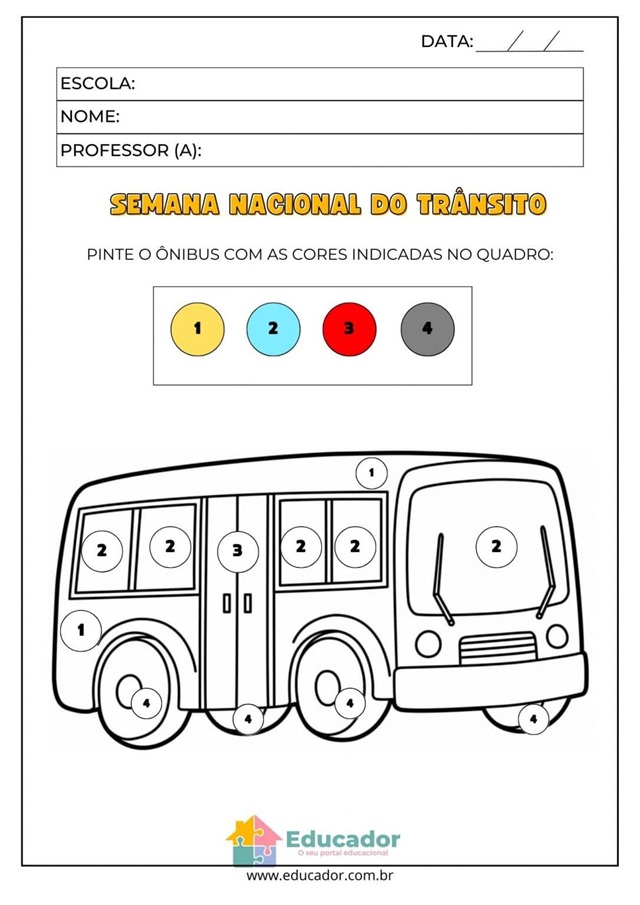 Atividades sobre segurança no trânsito para Educação Infantil
