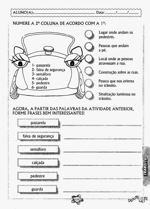 atividade semana do transito educação infantil para imprimir